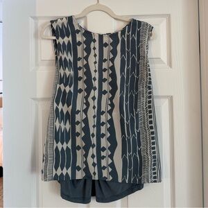 Anthropologie Dolan Gray Blue and White Geometric Top
